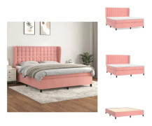 The Living Store Ramsäng med madrass rosa 160x200 cm sammet