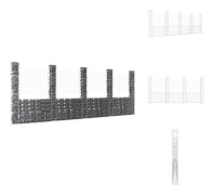 The Living Store U-formad gabionkorg med 5 stolpar järn 500x20x200 cm