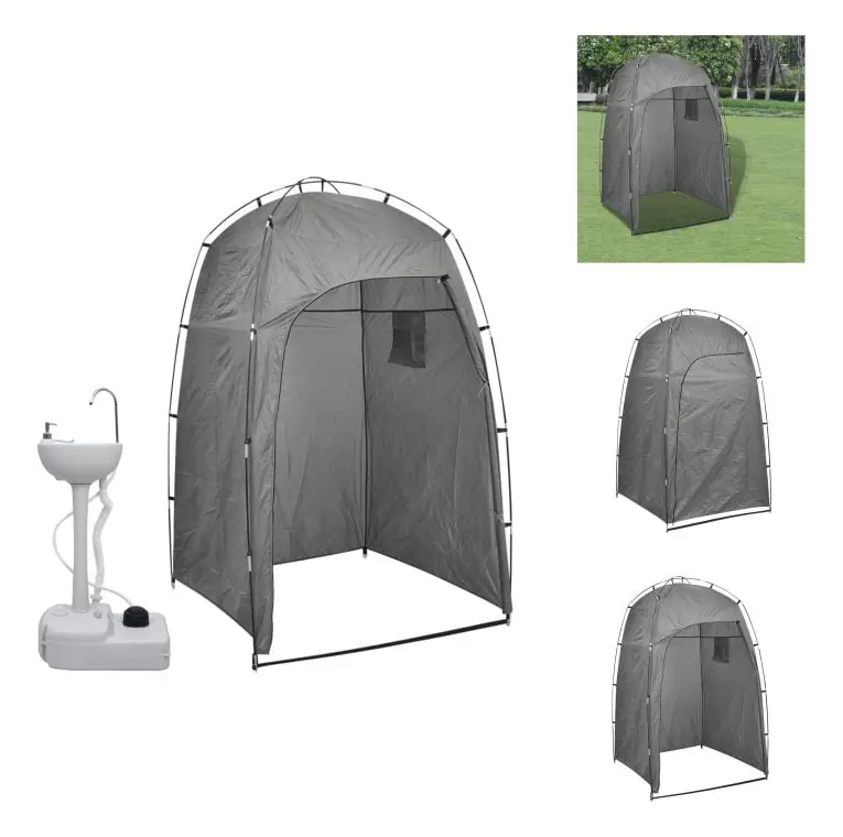 The Living Store Portabelt campinghandfat med tält 20 L