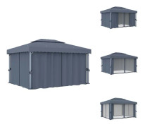 The Living Store Paviljong med draperi 4x3 m antracit aluminium