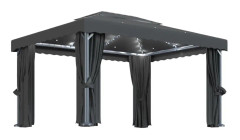 vidaXL Paviljong med draperi 4x3 m antracit aluminium