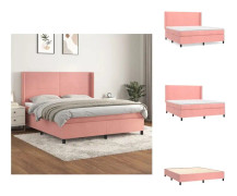 The Living Store Ramsäng med madrass rosa 160x200 cm sammet