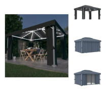 The Living Store Paviljong med draperi och ljusslinga LED 4x3 m antracit