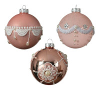 Kaemingk Julkulor i glas med glitter (3-pack)