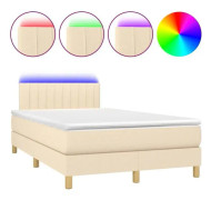 Klädd bas med madrass och LED Cream 120x200 cm Tyg - SALUTUYA - BD25750