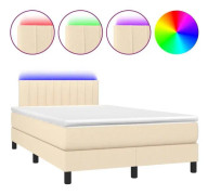 Klädd bas med madrass och LED Cream 120x200 cm Tyg - SALUTUYA - BD37776