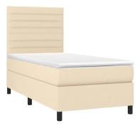 Ribbbotten och madrass och LED Cream 100x200cm Tyg - SALUTUYA - BD5050