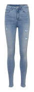 Egenskaper: Skinny jeans med mycket hög midja, förstörda vid benen. Egenskaper: Sammansättning: 85% Bomull, 13% Polyester, 2% Elas