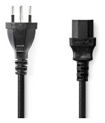 Nedis Strömkabel | CH typ 12 | IEC-320-C13 | Rak | Rak | Nickelplaterad | 5.00 m | Rund | PVC | Svart | Kuvert