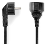 Nedis Strömkabel | Strömkontakt Hane | Strömkontakt Hona | Vinklat | Rak | Nickelplaterad | 5.00 m | Rund | PVC | Svart | Kuvert