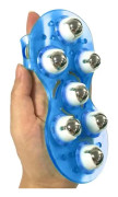 SALALIS massageapparat med rullande bollar med sju pärlor, handflatformad manuell massageapparat, manuell hygienrotation blå
