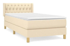 Sängramar - Resårbädd och madrass Kräm 90x190 cm Tyg - SALUTUYA - BD0386