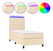 Klädd bas med madrass och LED Cream 90x200 cm Tyg - SALUTUYA - BD25846