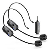 1 for 2 6.35mm Interface Wireless Head-Mounted Condenser Microphone Anti-Howling Loudspeaker