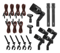 XTUGA DI7 7-Piece Wired Dynamic Drum Mic Kit Kick Bass Tom/Snare Cymbals Microphone Set with XLR Cables