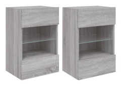 Väggmonterad tv-bänk LED 2 st grå sonoma 40x30x60,5 cm
