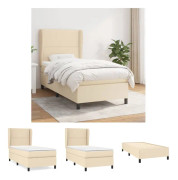 vidaXL kontinentalseng med madras 90x190 cm stof cremefarvet - Senge & sengeramme