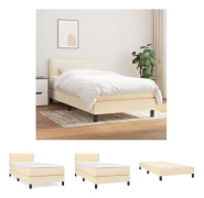 vidaXL kontinentalseng med madras 90x200 cm stof cremefarvet - Senge & sengeramme