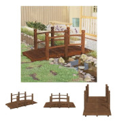 vidaXL havebro med gelænder 150x67x56 cm massivt grantræ - Havebroer