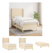 vidaXL kontinentalseng med madras 90x200 cm stof cremefarvet - Senge & sengeramme