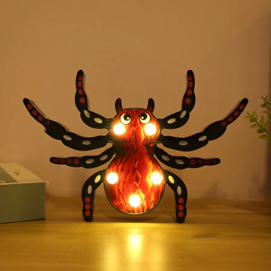 Batteridriven LED Halloween dekorativ bordsskiva design - Röd spindel
