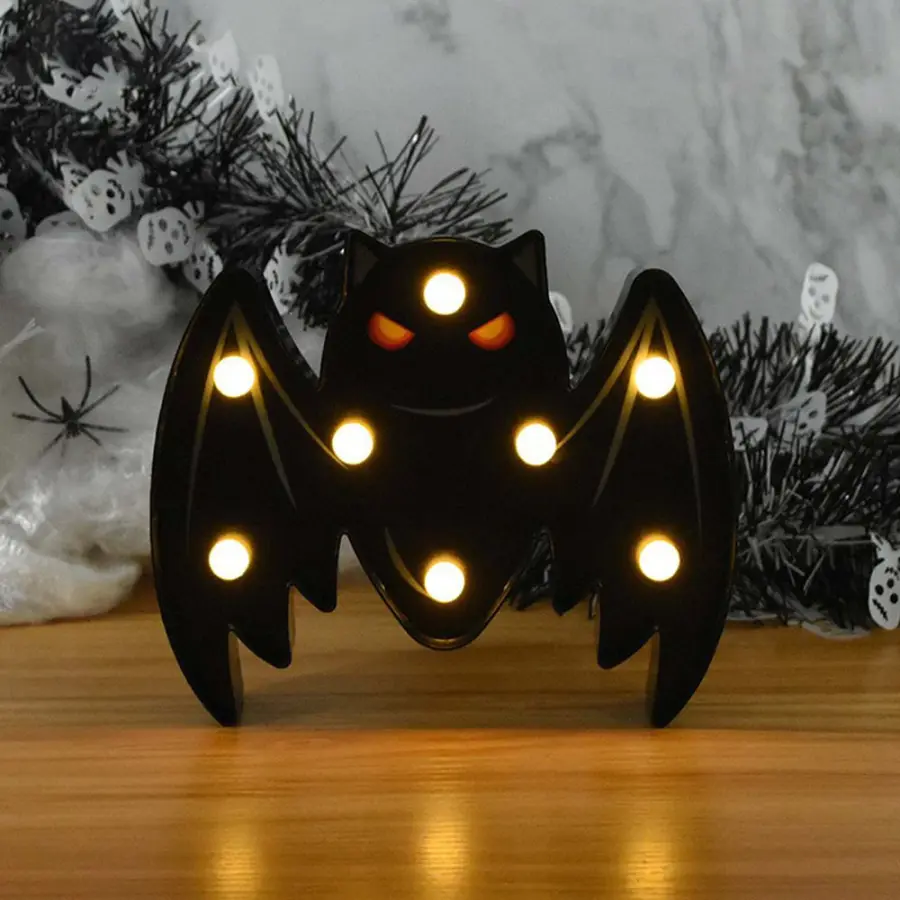 Batteridriven LED Halloween dekorativ bordsskiva design - Stirrande fladdermus