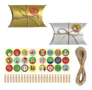 24 set jul adventskalender Godis kuddlådor med nummerslag Träklämmor Hamparep Gör det själv Xmas Countdown Treat Bag Packaging Box Dekoration