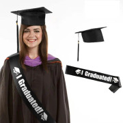 Examensmössa Studentmössa Svart Hatt och Examenshalsduk för College Graduation eller High School Graduation Party Dekoration