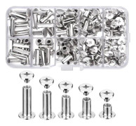 80 set Chicago Screws Sortiment Kit 5 storlekar Metall Runt Cross Head Post Chicago Screws Knopp för gör-det-själv-läderdekorationsbindning——VEBTles Sunmostar