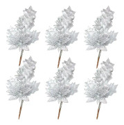 6-pack glitter julgransspray med konstgjorda blommor