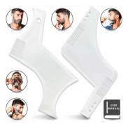 Vit 4-pack utförsäljning skäggformare Man skäggformningsverktyg mall transparent styling kam mall för mustasch getskägg ingrediens, perfekt present