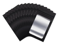 200 aluminium plastpåsar (svart, 8 x 13 cm)