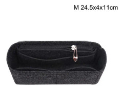 Multi-Pocket Insert Bag f?r kvinnor Handv?ska Organizer Filt Tyg Kaffe F?rg