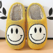 Retro leende ansikte Mjuk plysch Bekväm Varma Slip-on Tofflor som är kompatibla med par Vintervarma inomhustillbehör -ES