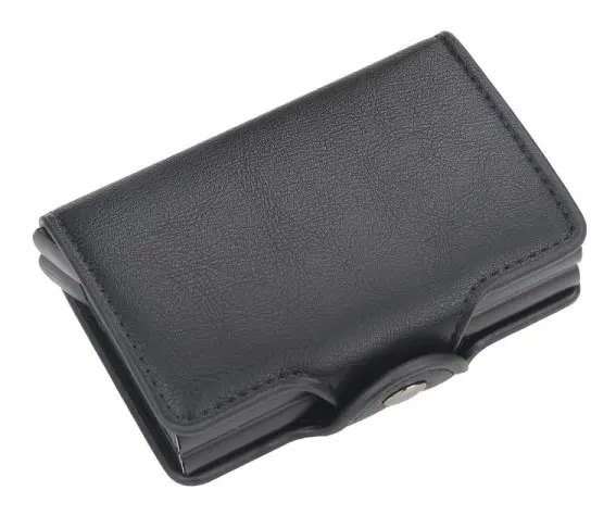 Korthållare, Män Kreditkortshållare, Smalt Korthållare Framficka Anti-theft-RFID Auto Pop Up Resa Tunna Plånböcker för Män - Svart