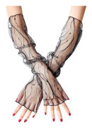 Svart blixt - Dam långa spets handskar, bröllopshandskar fingerlösa spets handskar, långa afton opera handskar bröllop armbågshandskar balhandskar
