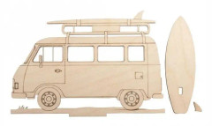 Träsilhouette att anpassa - RAYHER - Husbil - 20 x 14 cm - Beige - Blandet