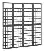 Rumsavdelare/Spaljé 4 paneler massiv gran svart 161x180 cm