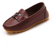 DKF-282 Lightweight Non-slip Dance Bean Shoes Children Leather Shoes, Size: 26(Brown)