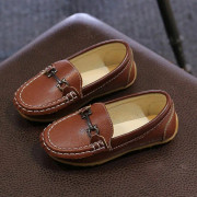 K3 Lightweight Anti-Skid Dance Bean Shoes Children Small Leather Shoes, Size: 36(Brown)
