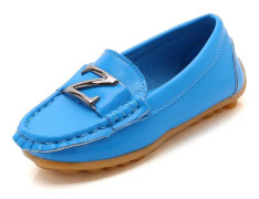 DKF-282 Lightweight Non-slip Dance Bean Shoes Children Leather Shoes, Size: 32(Blue)