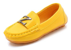 DKF-282 Lightweight Non-slip Dance Bean Shoes Children Leather Shoes, Size: 34(Yellow)