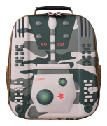 Kindergarten School Bag Children Cartoon Tank Backpack(Khaki)