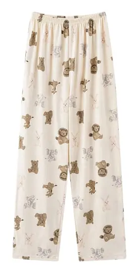Dam bomulls pyjamasbyxor med fickor - bekväma och avslappnade