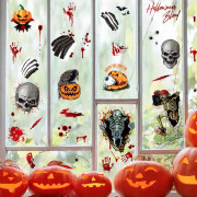9 ark Halloween fönsterdekaler klistermärken, Halloween fönsterdekal dekorationer skalle pumpa spöke öga blodig hand design, Halloween fönsterdekaler