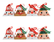 50-pack Julklappsaskar Triangelaskar Godispappersaskar Jultomte Stort Ansikte Triangel Godisaskar Presentaskar (4 stilar)