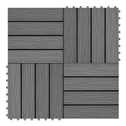 Präglad terrassplatta 11 st WPC 30 x 30 cm 1 m² Grå - SALUTUYA - BD13639