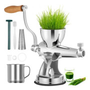 Manuell Wheatgrass Juicer Rostfritt stål Handvev Vetegräs Juicer Hand Wheatgrass Juicer med sugkoppsbas och bordsklämma Manuell Juicer Extractor för