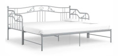 Utdragbar sängram bäddsoffa grå metall 90x200 cm