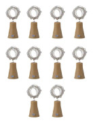 10-pack solvinflasklampor 20 LED-korklampor för fest